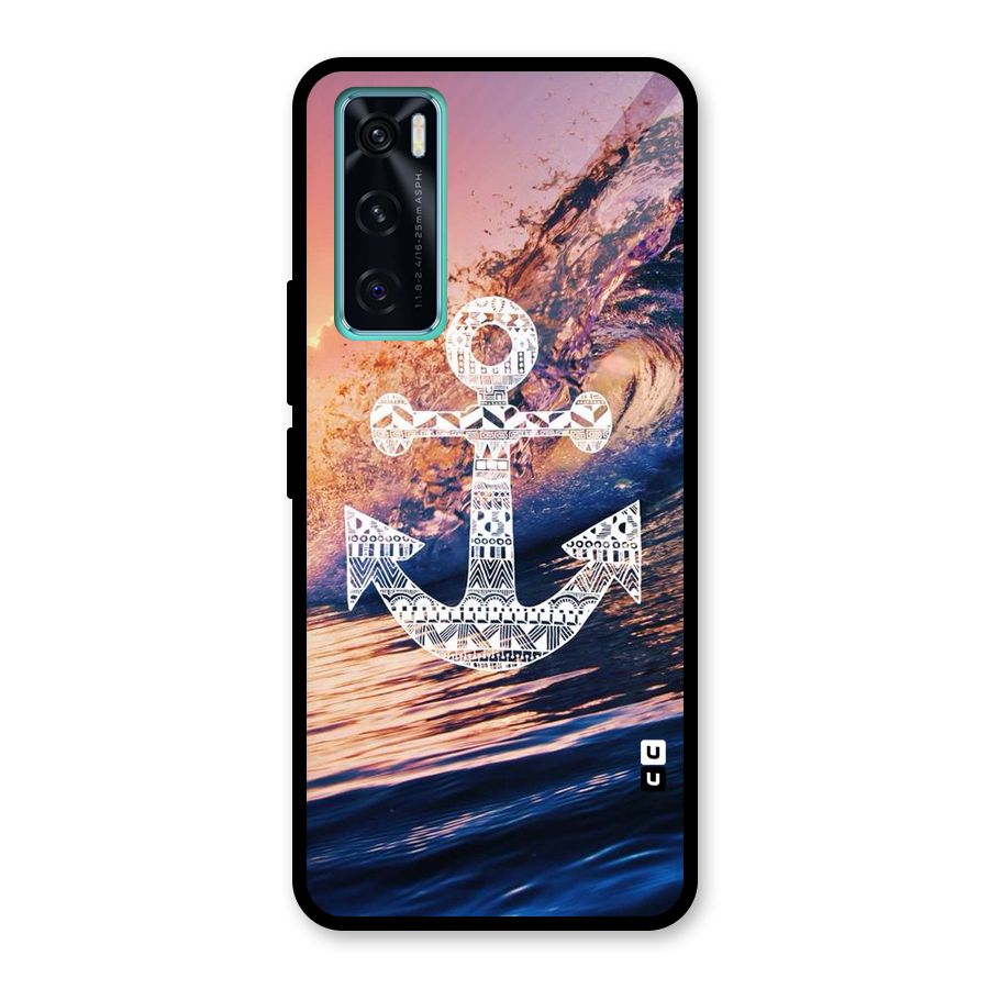Ocean Anchor Wave Glass Back Case for Vivo V20 SE