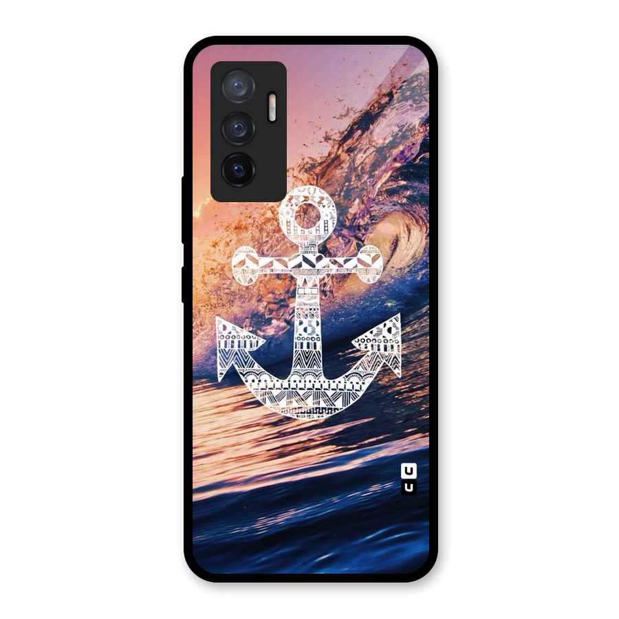 Ocean Anchor Wave Glass Back Case for Vivo V23e