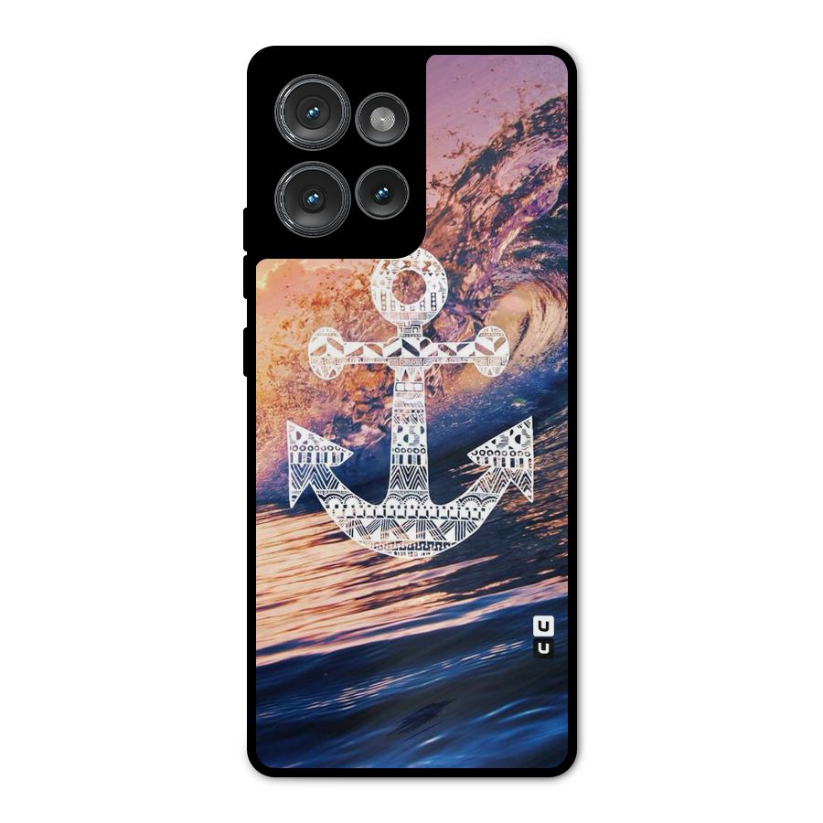 Ocean Anchor Wave Metal Back Case for Motorola Edge 50