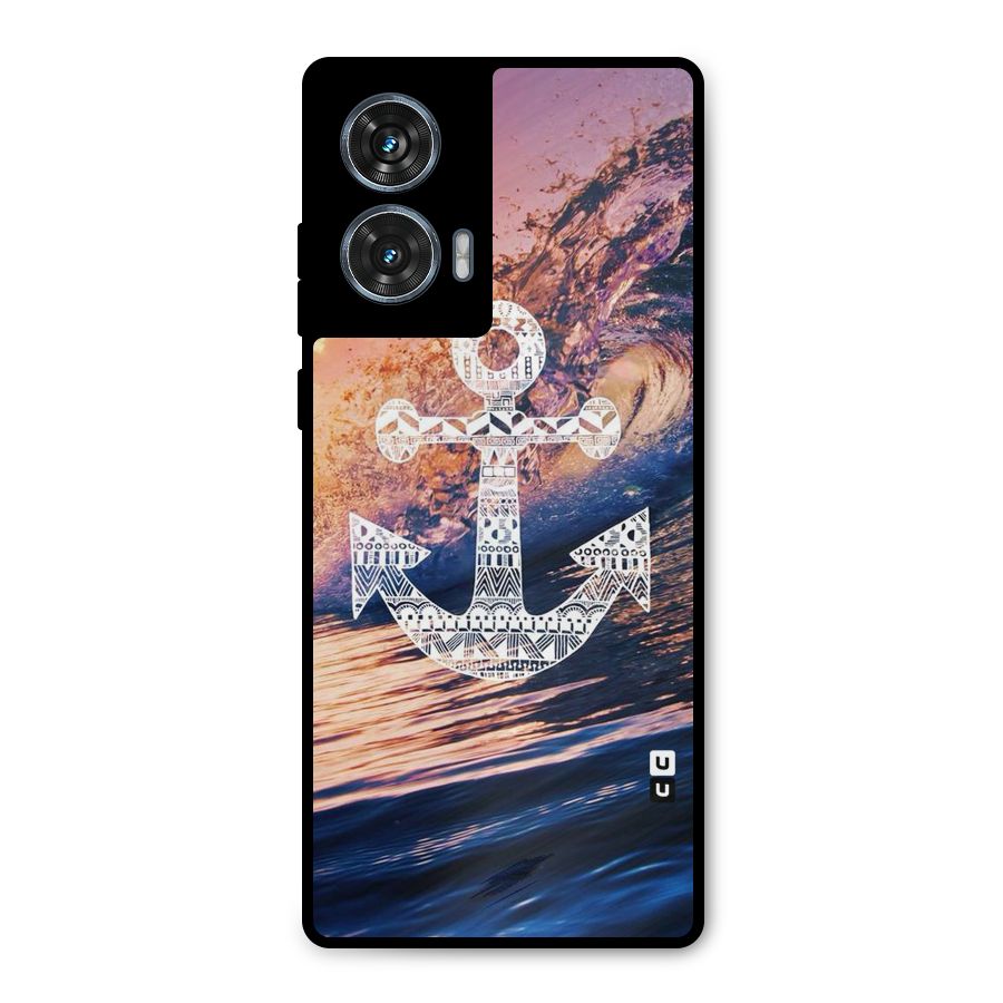 Ocean Anchor Wave Metal Back Case for Motorola Edge 50 Fusion