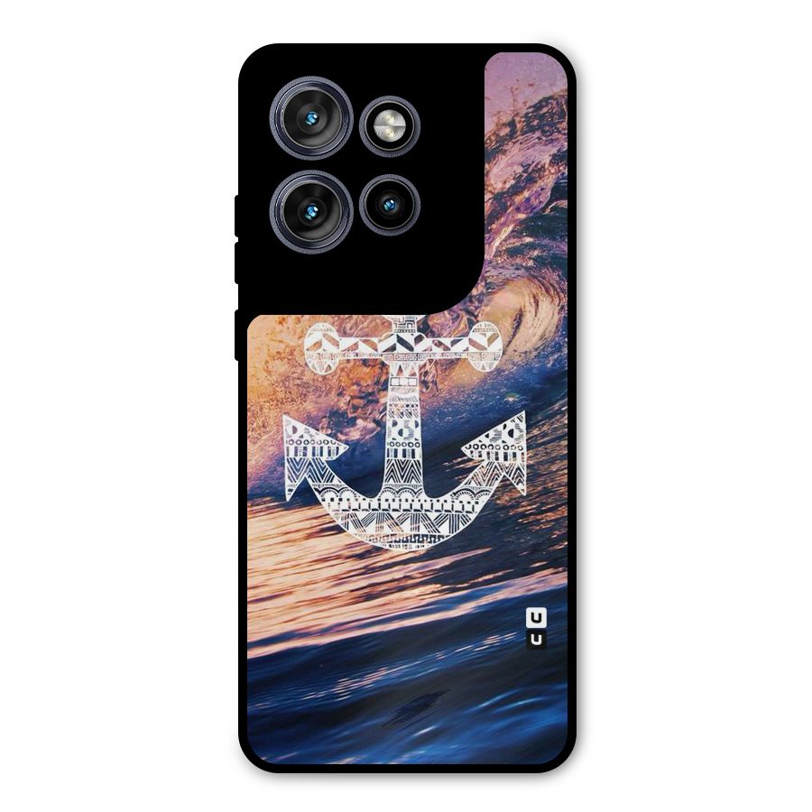Ocean Anchor Wave Metal Back Case for Motorola Edge 50 Neo