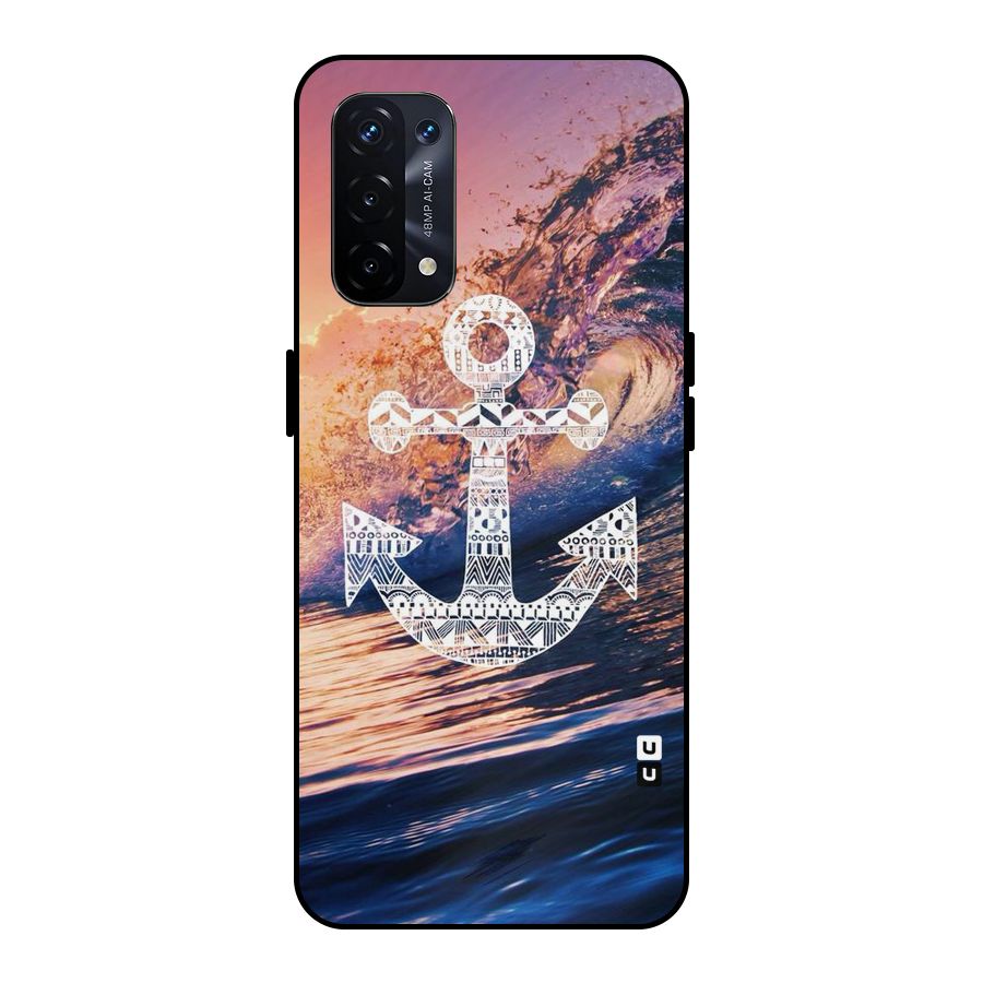 Ocean Anchor Wave Metal Back Case for Oppo A74 5G