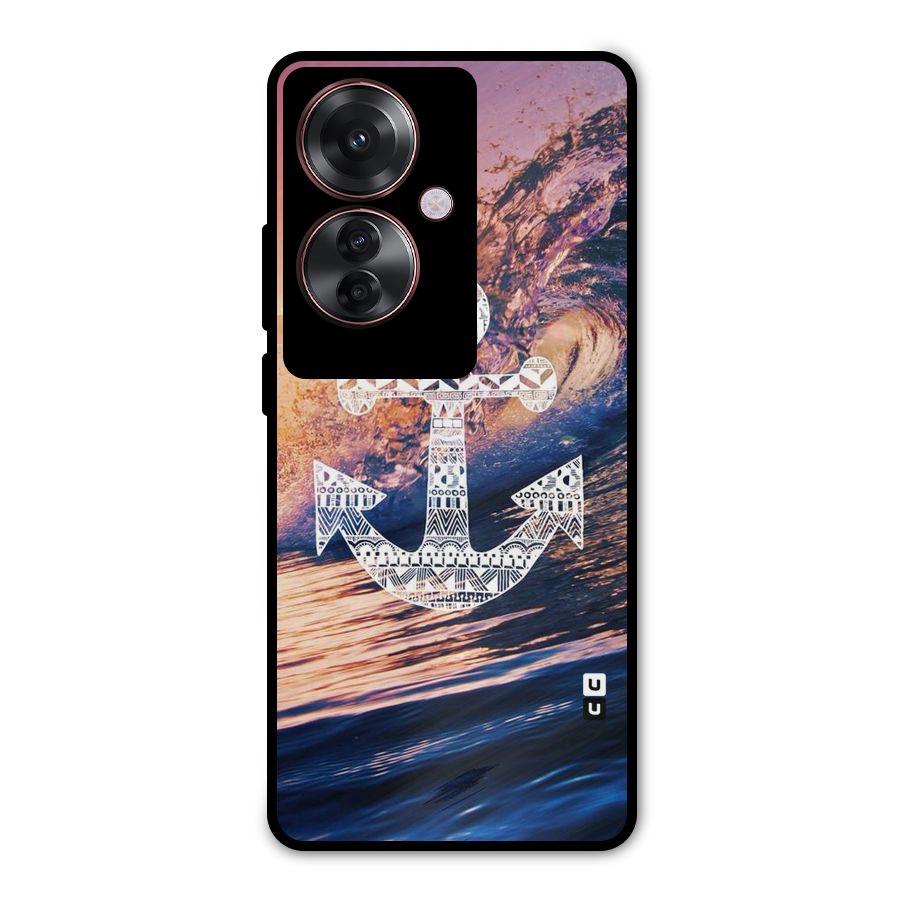 Ocean Anchor Wave Metal Back Case for Oppo F25 Pro
