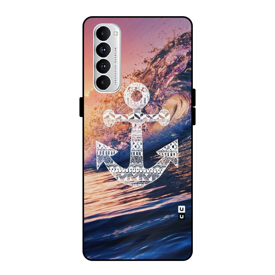 Ocean Anchor Wave Metal Back Case for Oppo Reno4 Pro