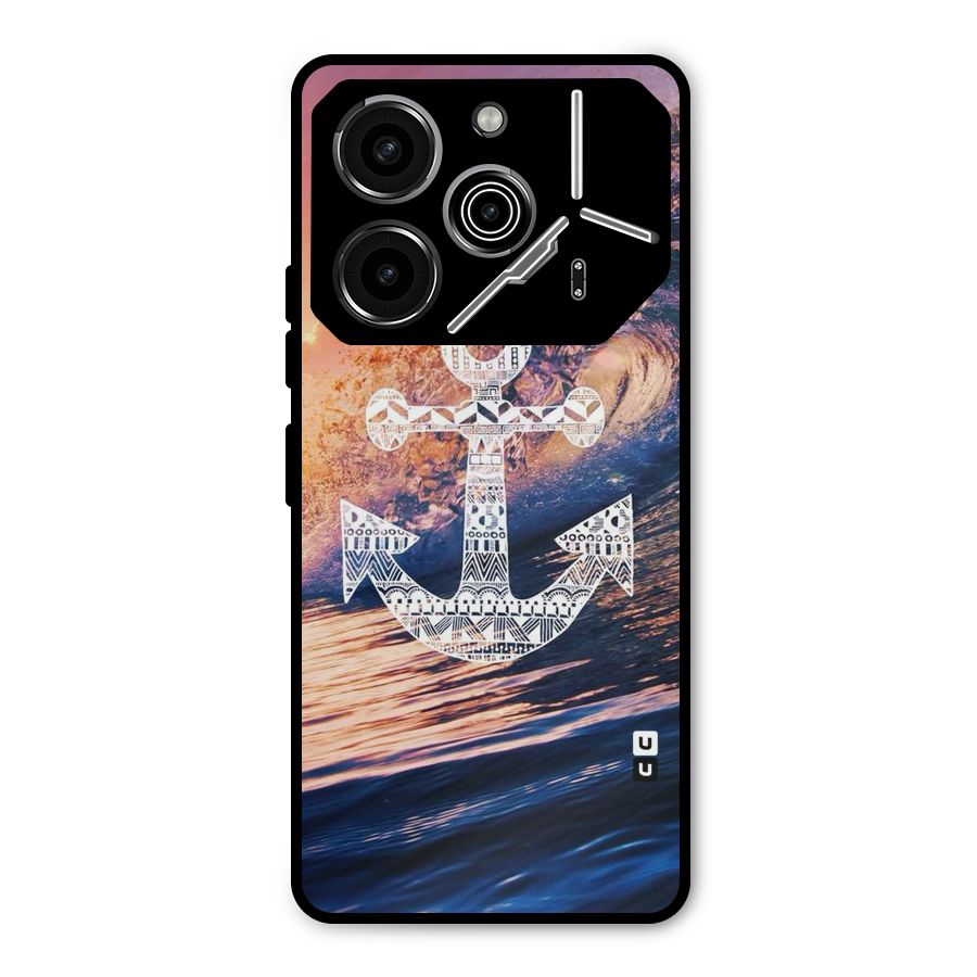 Ocean Anchor Wave Metal Back Case for Tecno Pova 6 Pro