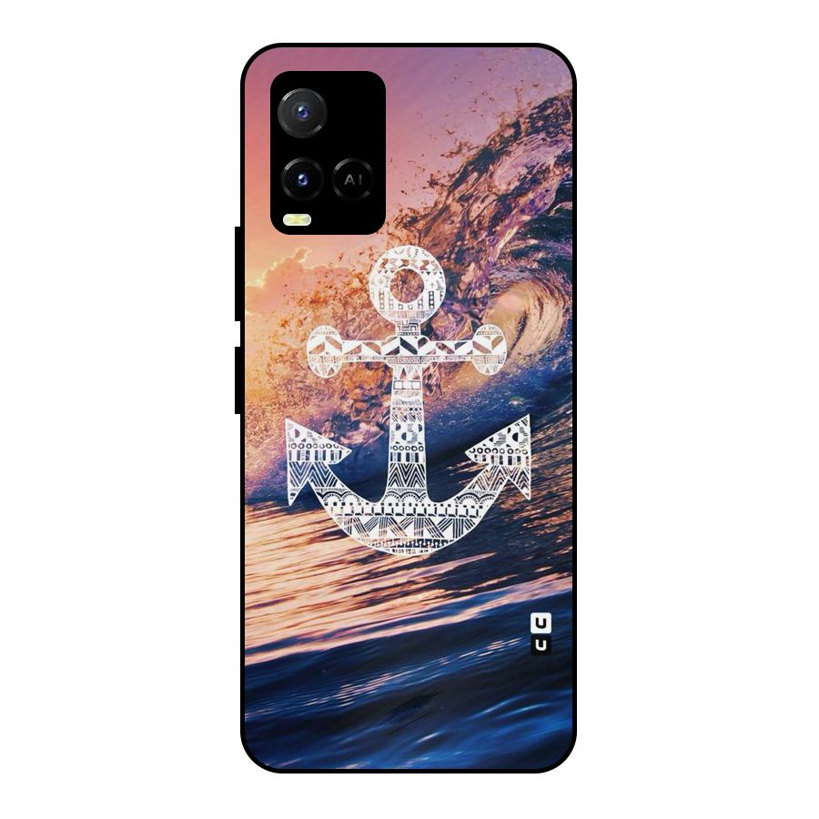 Ocean Anchor Wave Metal Back Case for Vivo Y33s