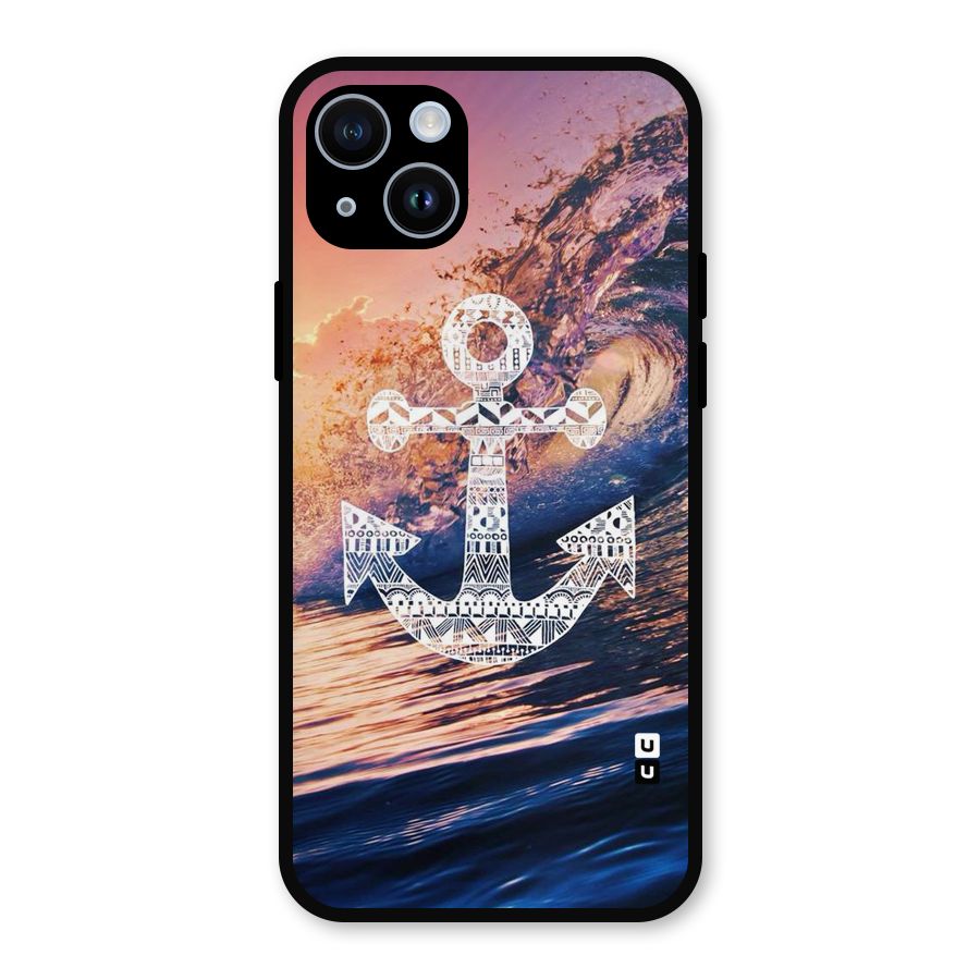 Ocean Anchor Wave Metal Back Case for iPhone 14