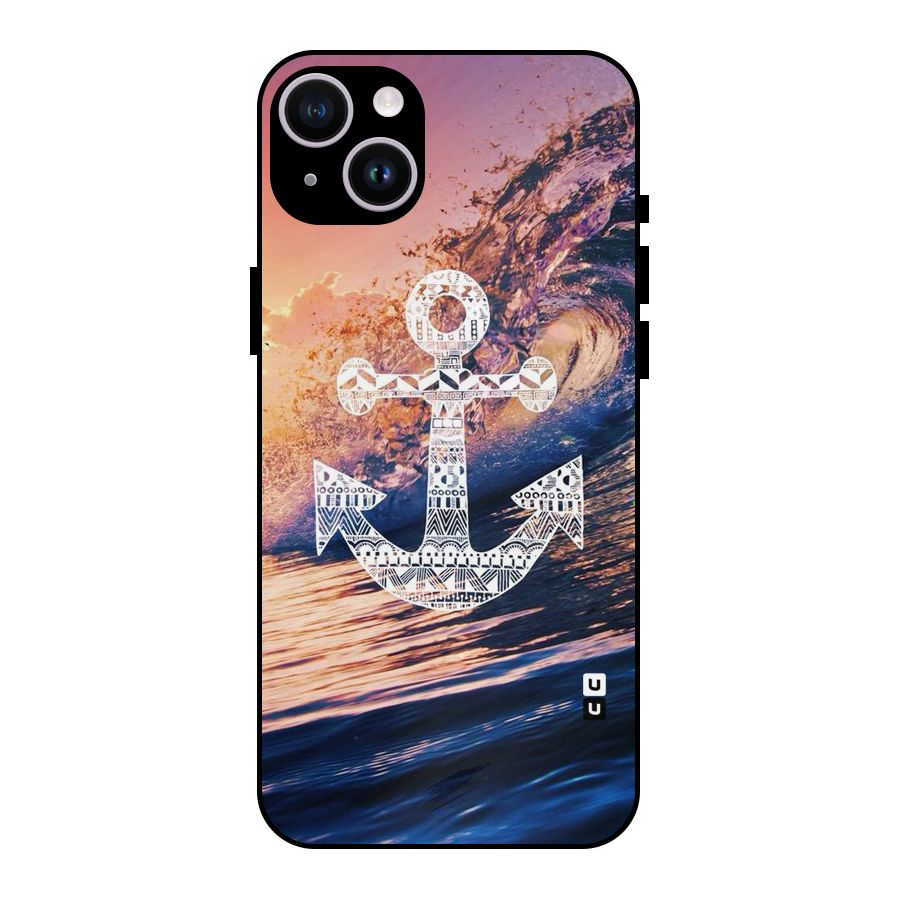 Ocean Anchor Wave Metal Back Case for iPhone 14 Plus