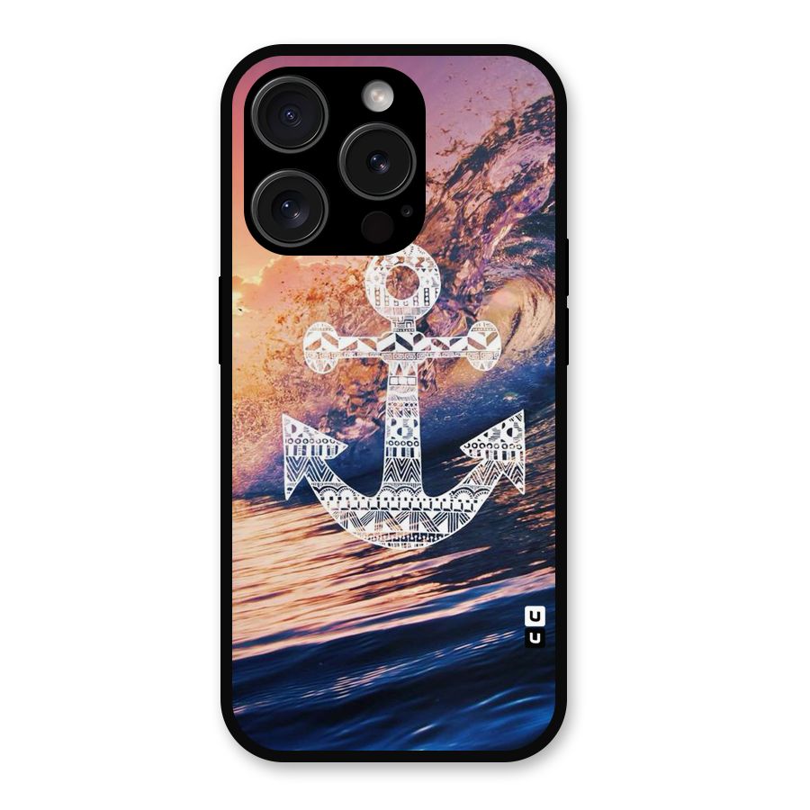 Ocean Anchor Wave Metal Back Case for iPhone 15 Pro
