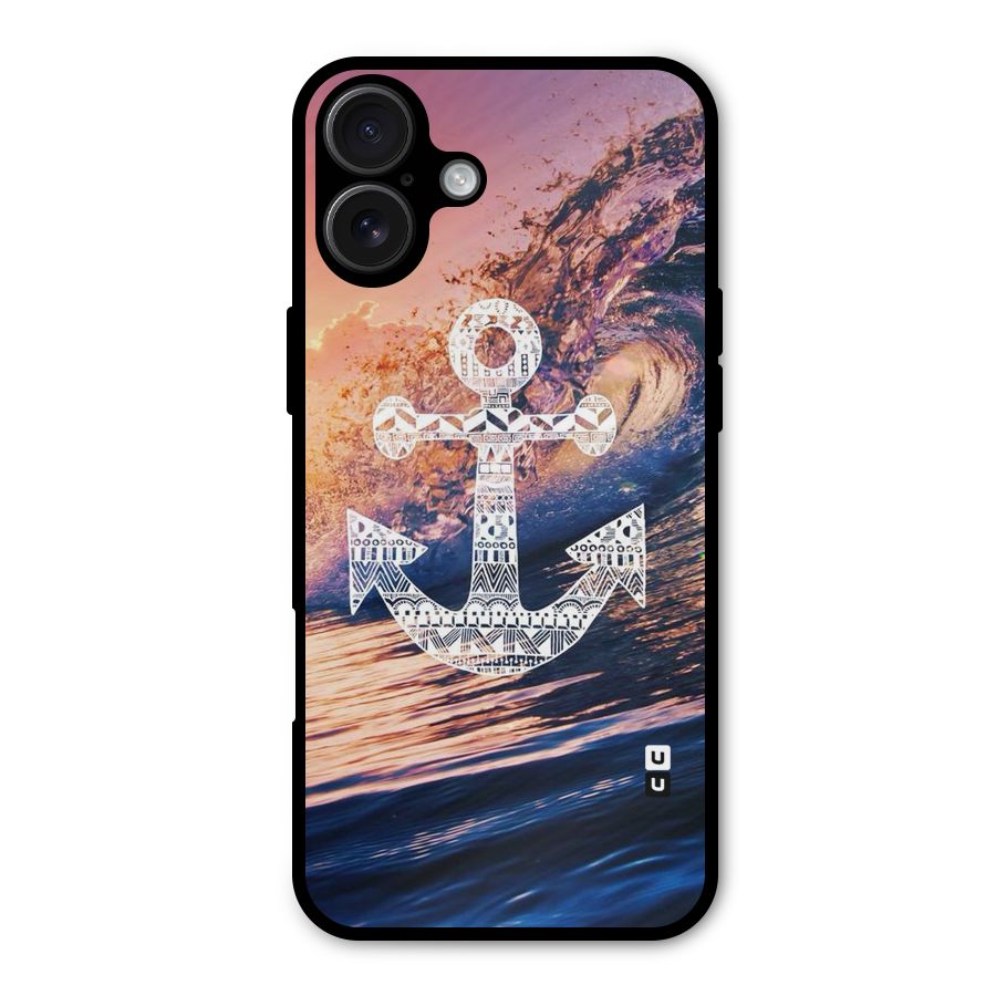 Ocean Anchor Wave Metal Back Case for iPhone 16 Plus