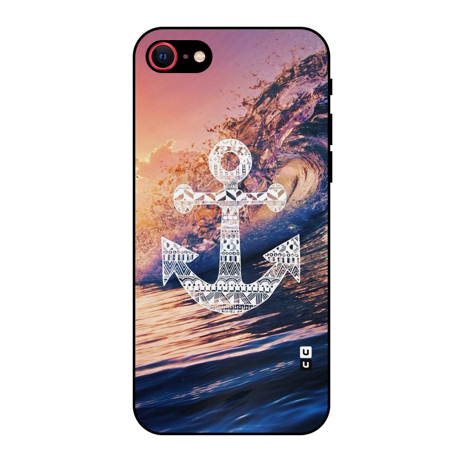 Ocean Anchor Wave Metal Back Case for iPhone SE 2022