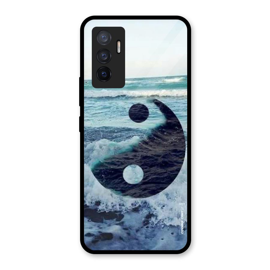 Oceanic Peace Design Glass Back Case for Vivo V23e