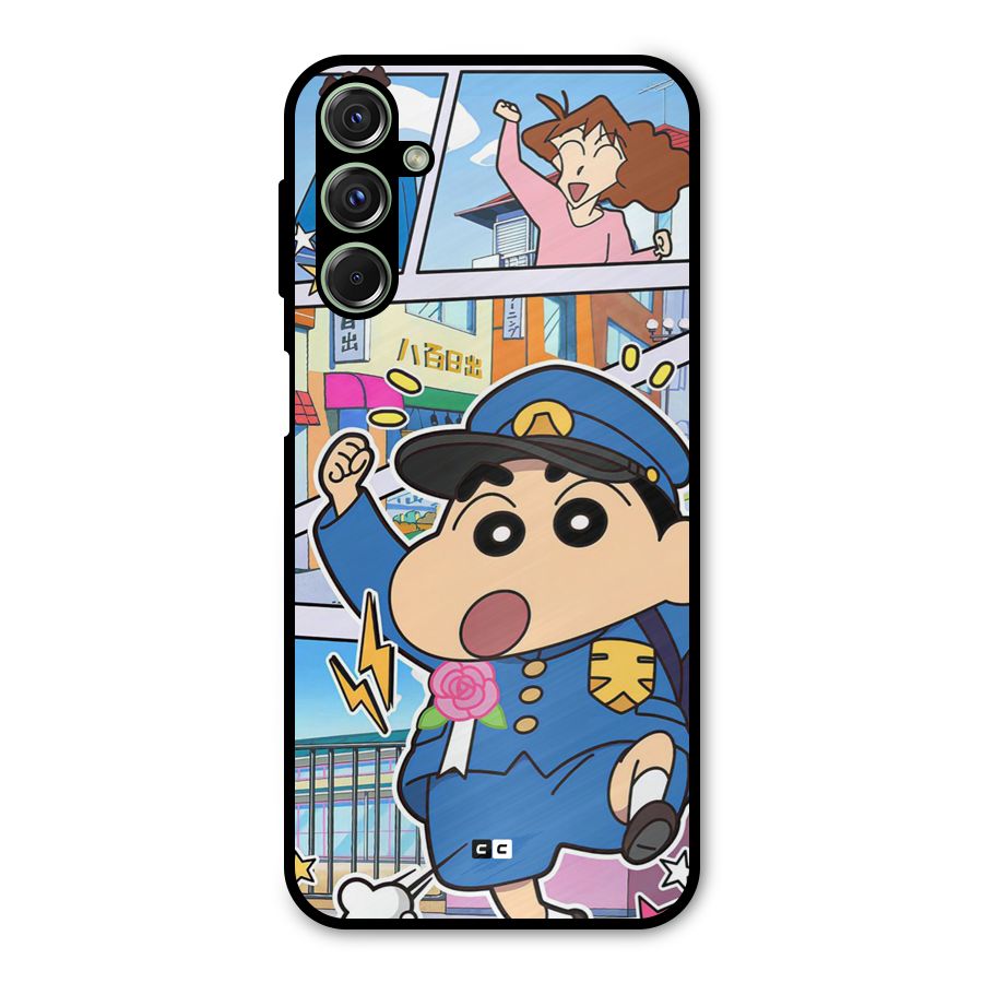 Officer Shinchan Metal Back Case for Galaxy M34