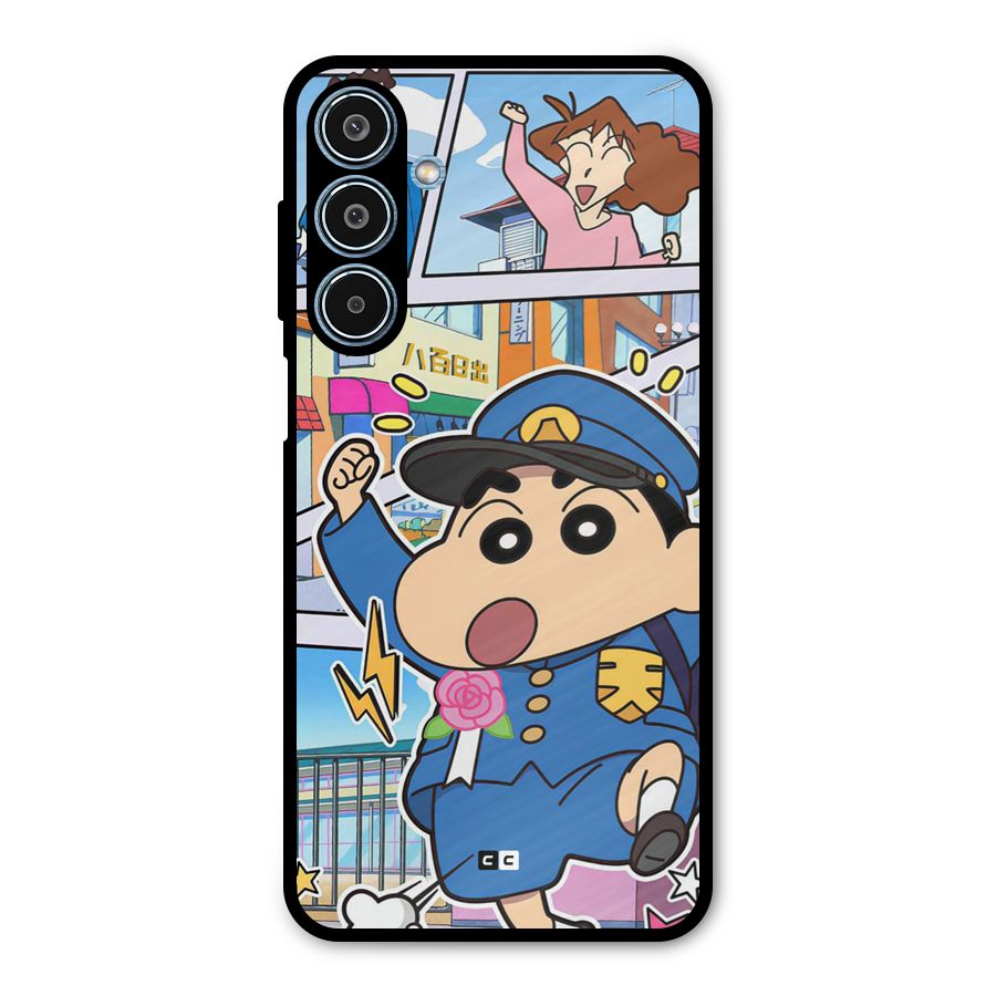 Officer Shinchan Metal Back Case for Galaxy M35