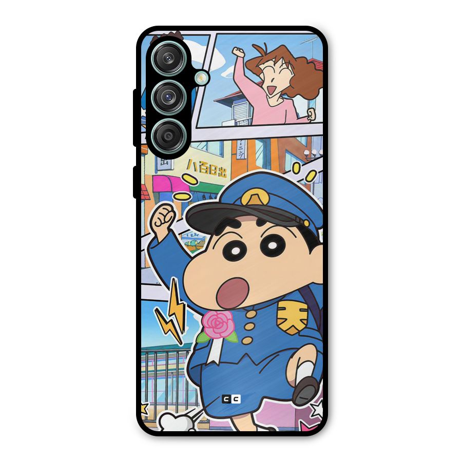 Officer Shinchan Metal Back Case for Galaxy M55 5G