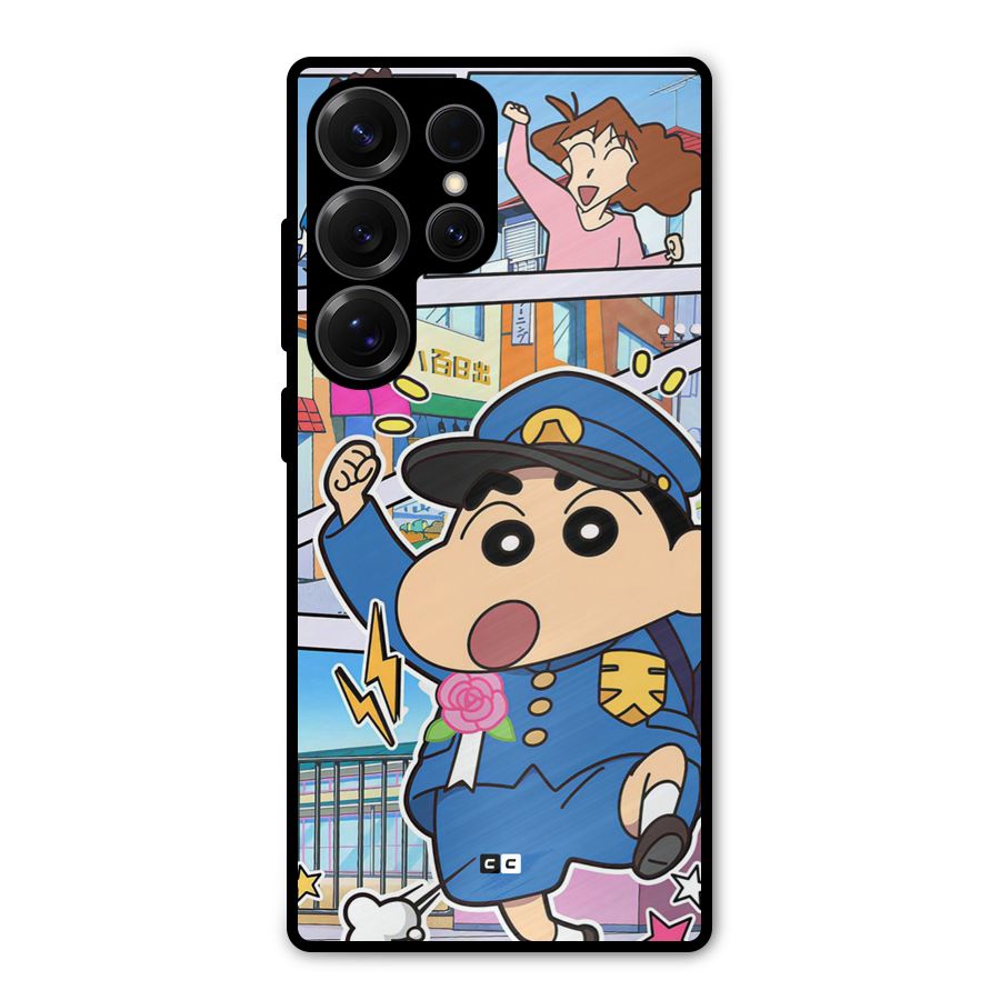 Officer Shinchan Metal Back Case for Galaxy S25 Ultra