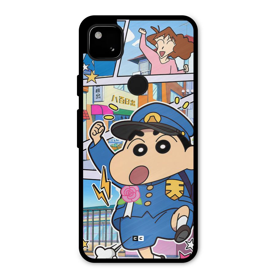 Officer Shinchan Metal Back Case for Google Pixel 4a