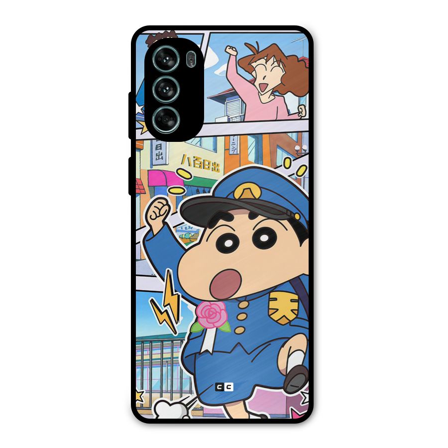 Officer Shinchan Metal Back Case for Moto G62