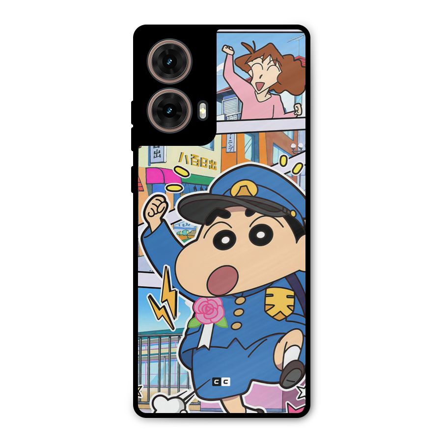 Officer Shinchan Metal Back Case for Moto G85
