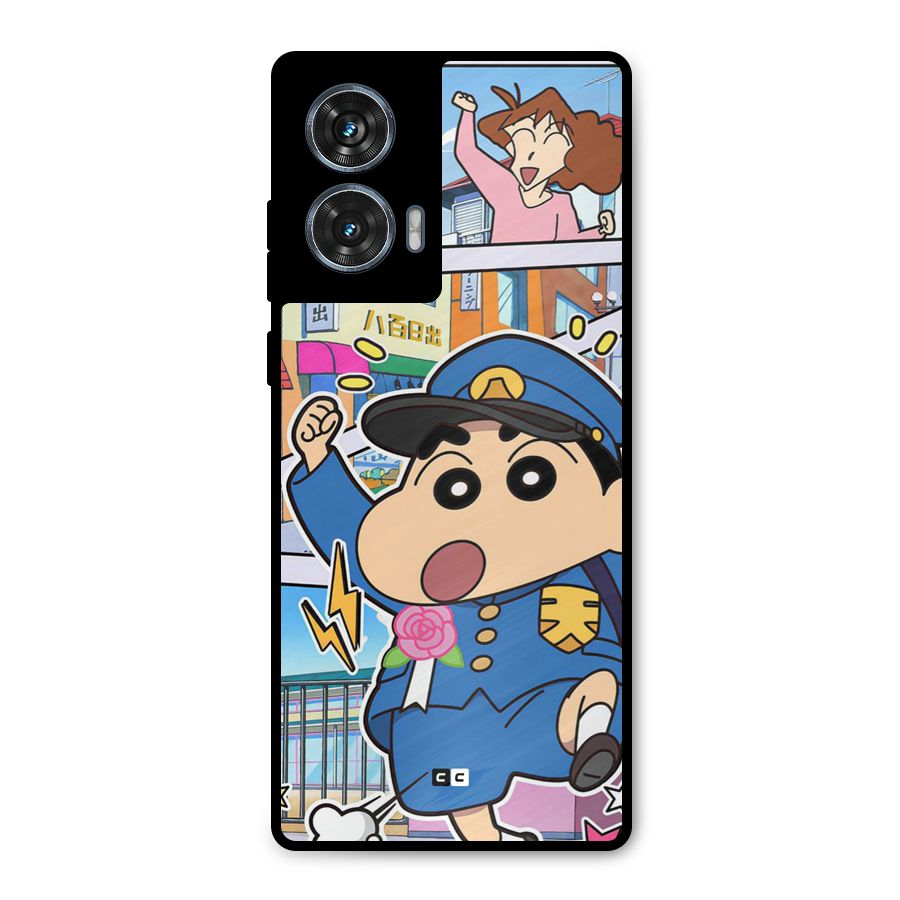 Officer Shinchan Metal Back Case for Motorola Edge 50 Fusion