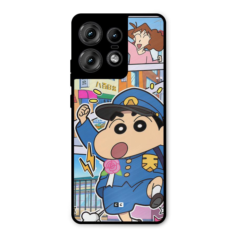 Officer Shinchan Metal Back Case for Motorola Edge 50 Pro
