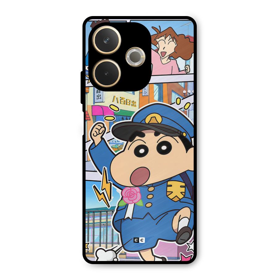 Officer Shinchan Metal Back Case for Oppo A5 Pro