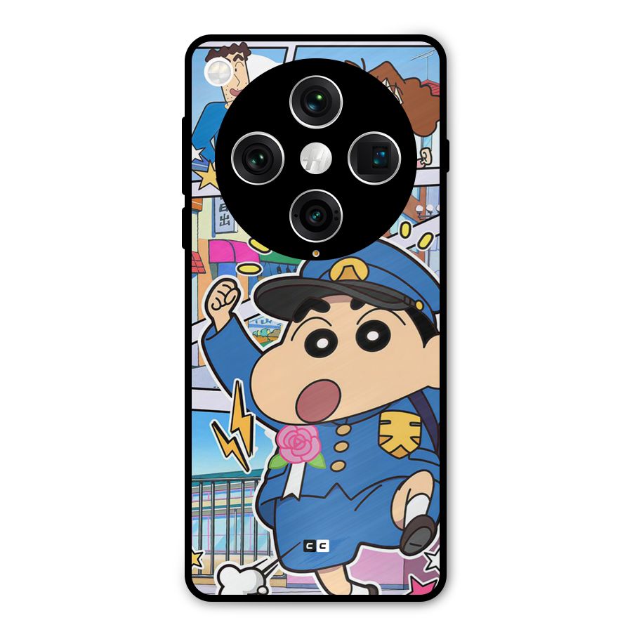 Officer Shinchan Metal Back Case for Oppo Find X8 Pro