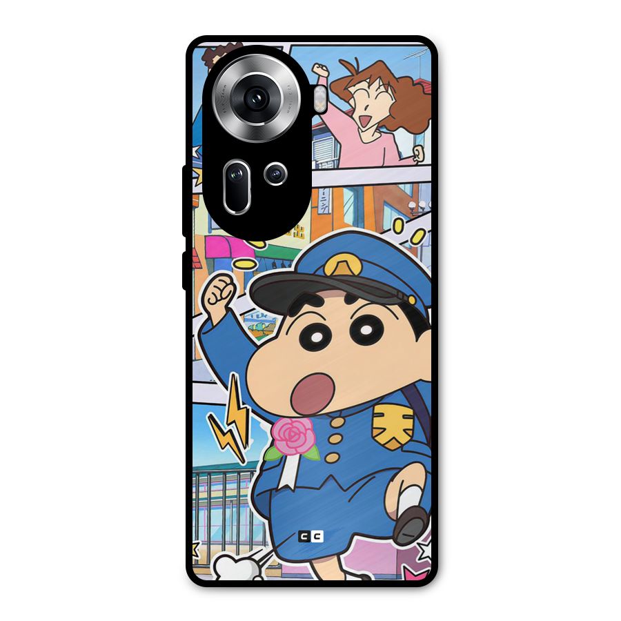 Officer Shinchan Metal Back Case for Oppo Reno11 5G
