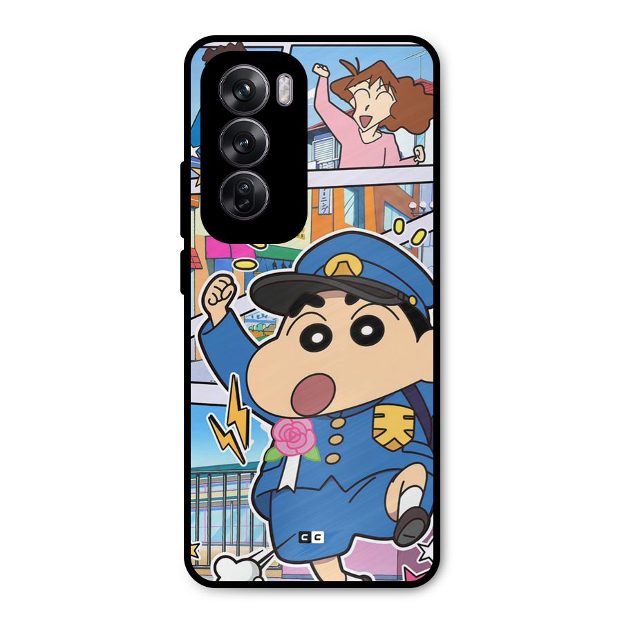 Officer Shinchan Metal Back Case for Oppo Reno12 Pro