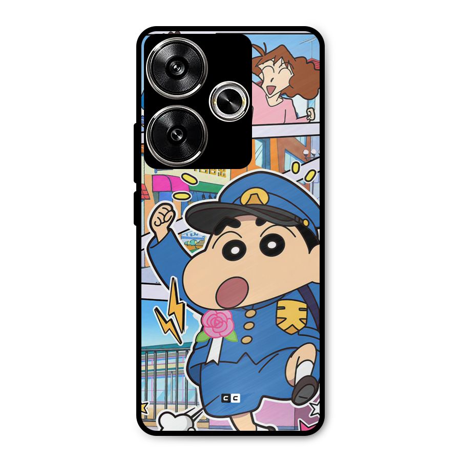 Officer Shinchan Metal Back Case for Poco F6
