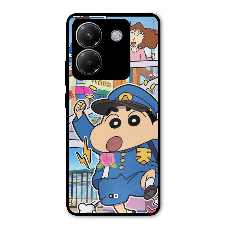 Officer Shinchan Metal Back Case for Poco M7 Pro 5G