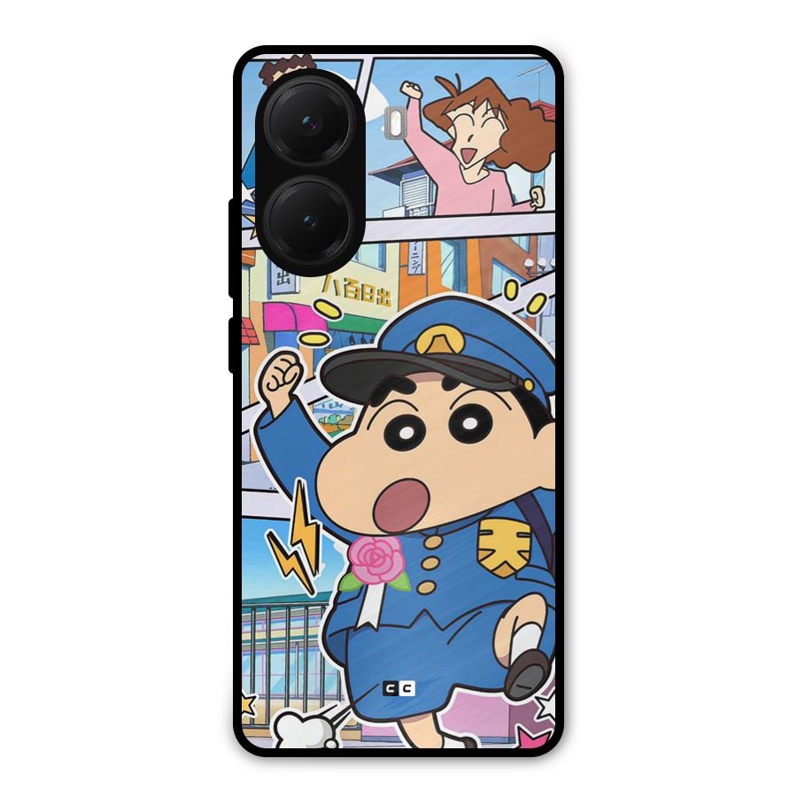 Officer Shinchan Metal Back Case for Poco X7 Pro