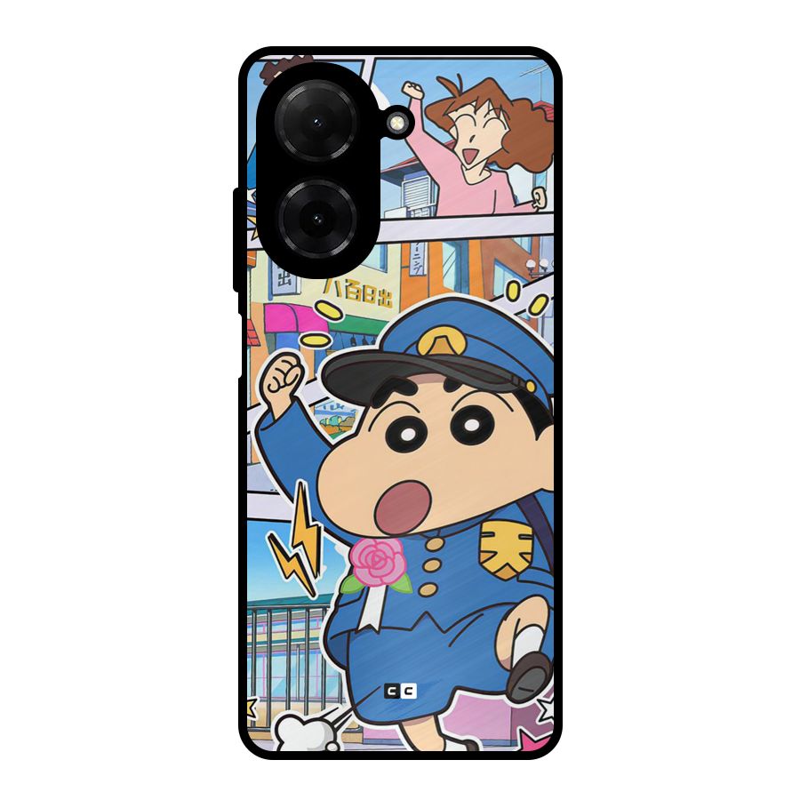 Officer Shinchan Metal Back Case for Redmi A5 4G