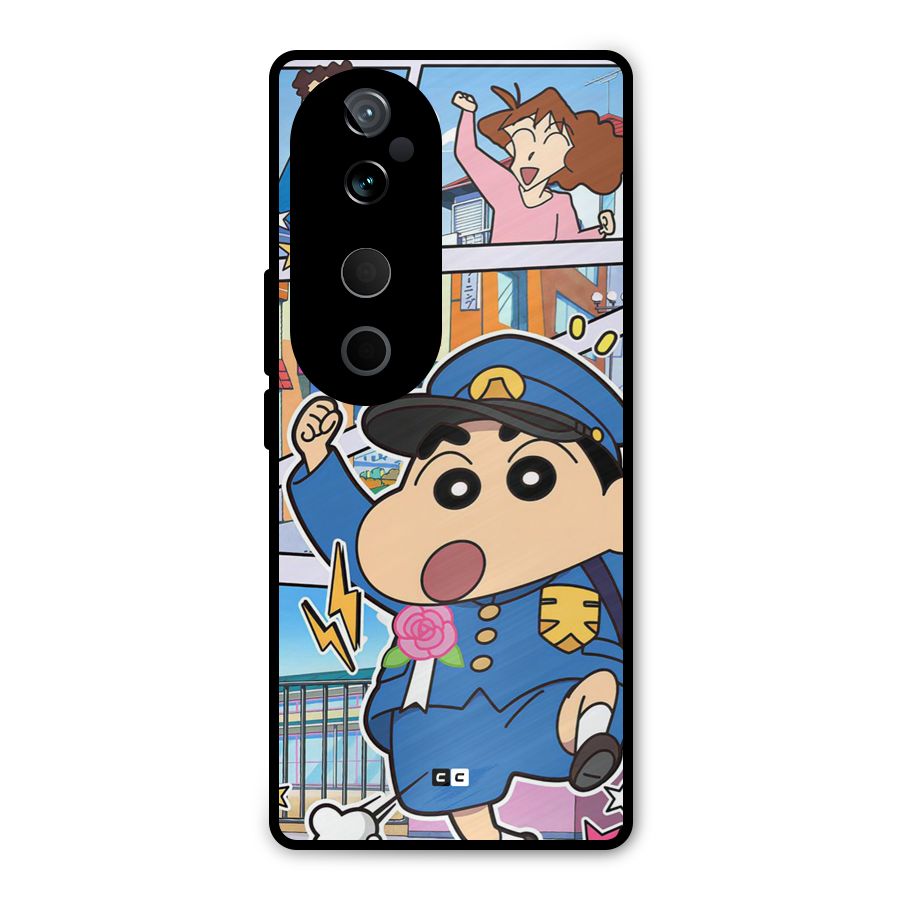 Officer Shinchan Metal Back Case for Vivo T3 Ultra