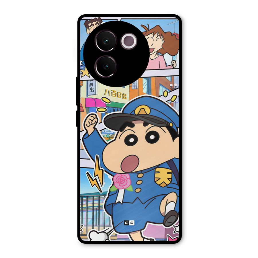 Officer Shinchan Metal Back Case for Vivo V30e