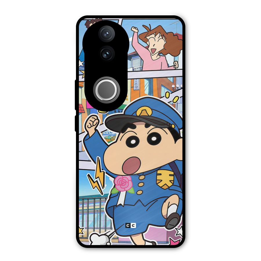 Officer Shinchan Metal Back Case for Vivo V50e