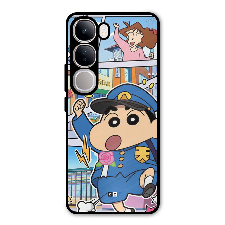 Officer Shinchan Metal Back Case for Vivo Y300