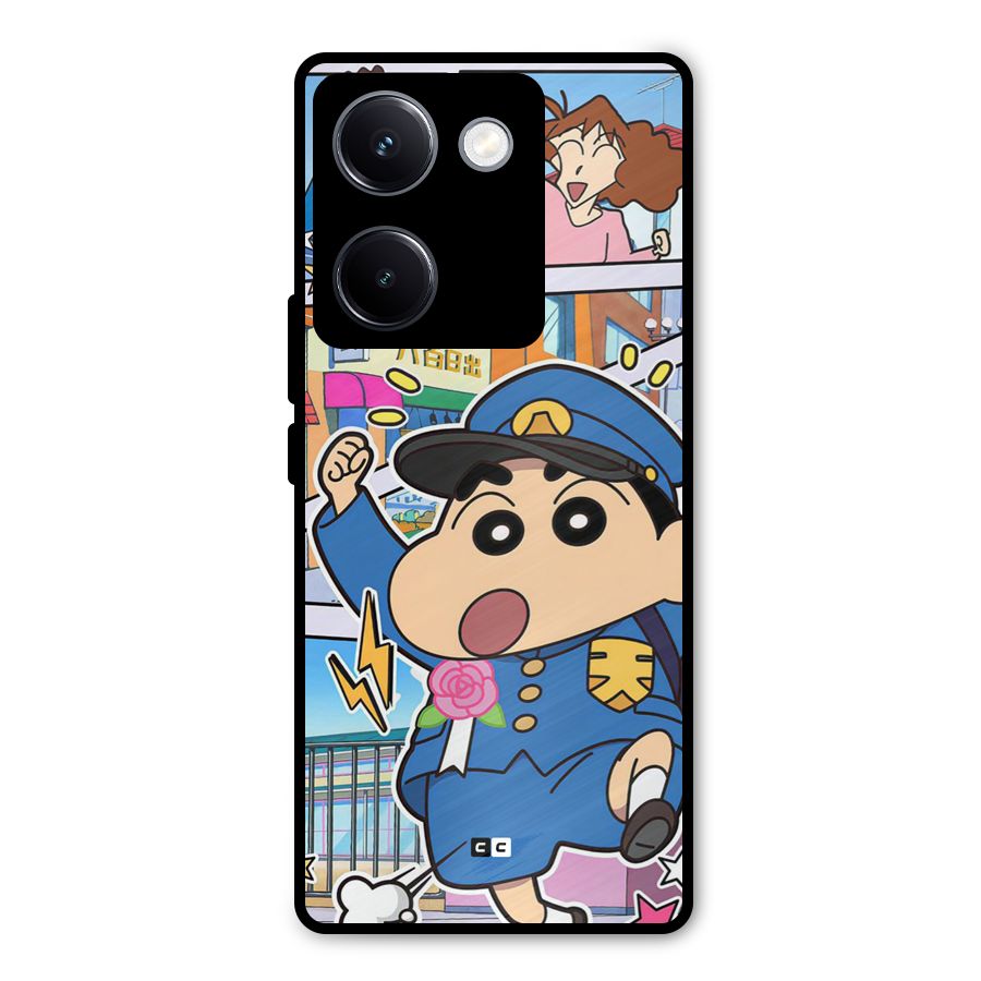 Officer Shinchan Metal Back Case for Vivo Y300 Plus