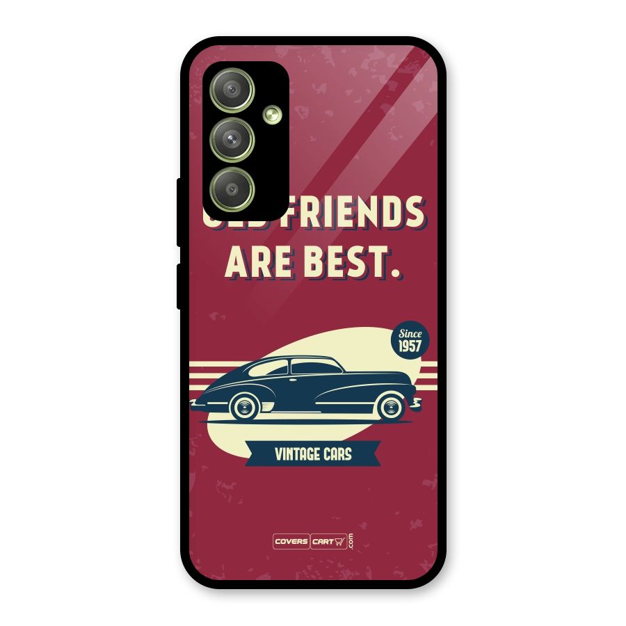 Old Friends Vintage Car Glass Back Case for Galaxy A54