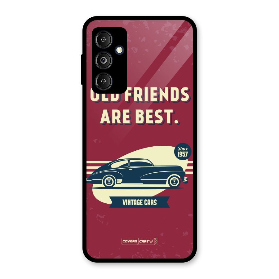 Old Friends Vintage Car Glass Back Case for Galaxy M14 5G