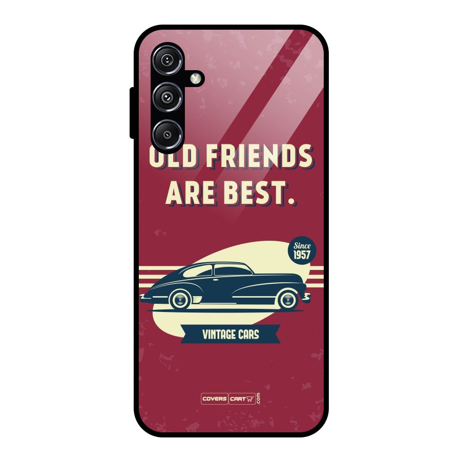 Old Friends Vintage Car Glass Back Case for Galaxy M34 5G