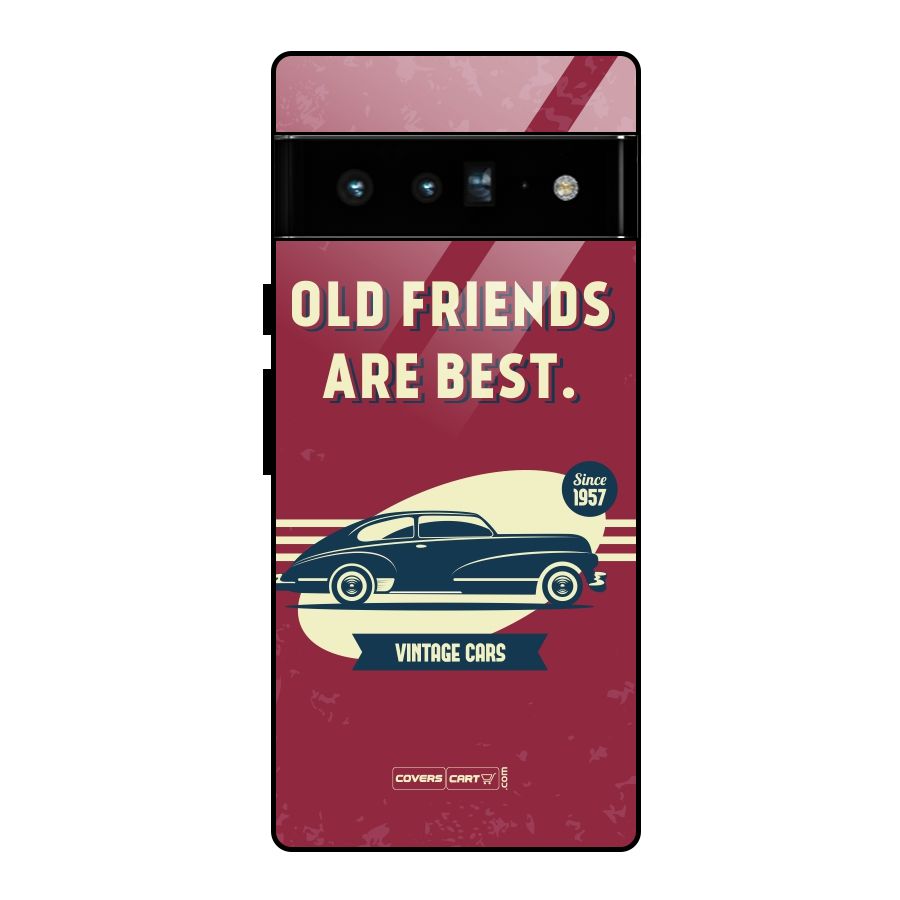 Old Friends Vintage Car Glass Back Case for Google Pixel 6 Pro