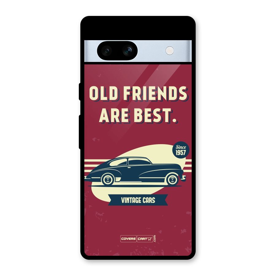 Old Friends Vintage Car Glass Back Case for Google Pixel 7a