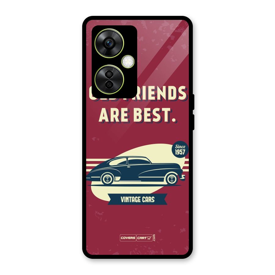 Old Friends Vintage Car Glass Back Case for OnePlus Nord CE 3 Lite