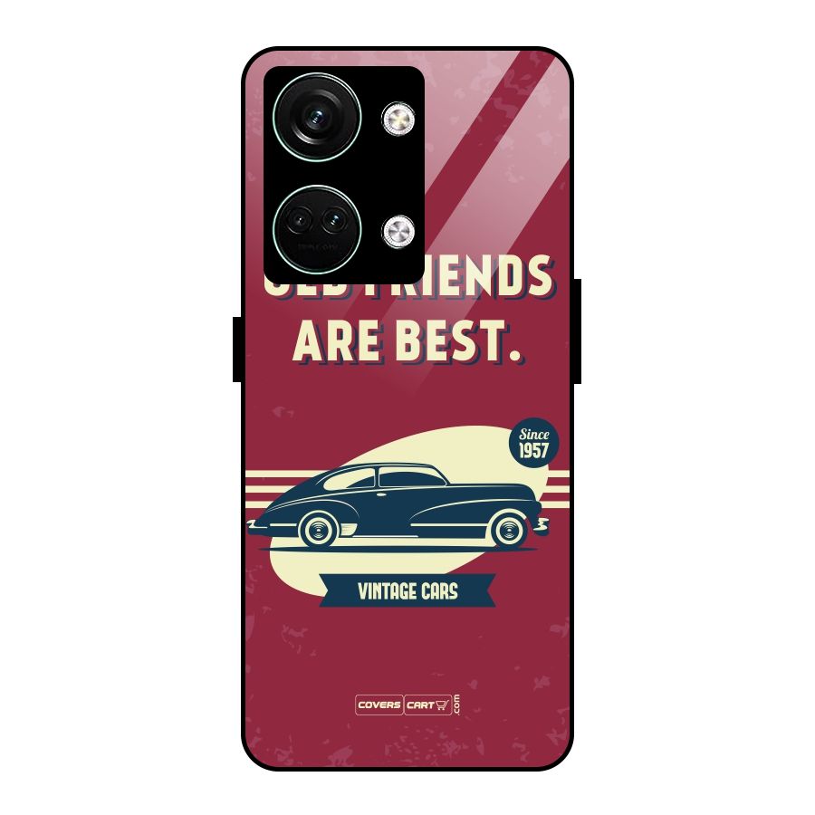 Old Friends Vintage Car Glass Back Case for Oneplus Nord 3