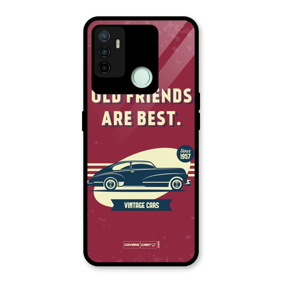 Old Friends Vintage Car Glass Back Case for Oppo A53