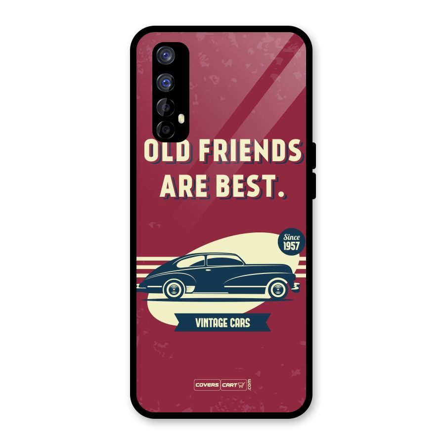 Old Friends Vintage Car Glass Back Case for Realme 7