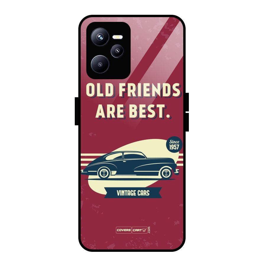 Old Friends Vintage Car Glass Back Case for Realme C35