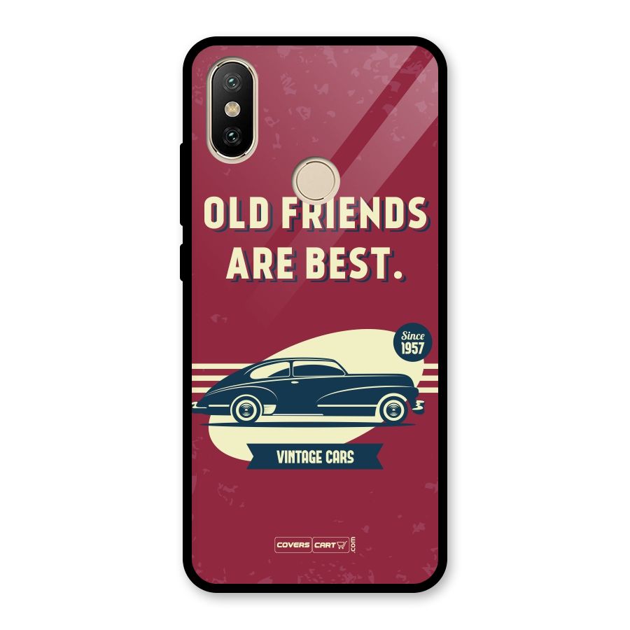 Old Friends Vintage Car Glass Back Case for Redmi A2