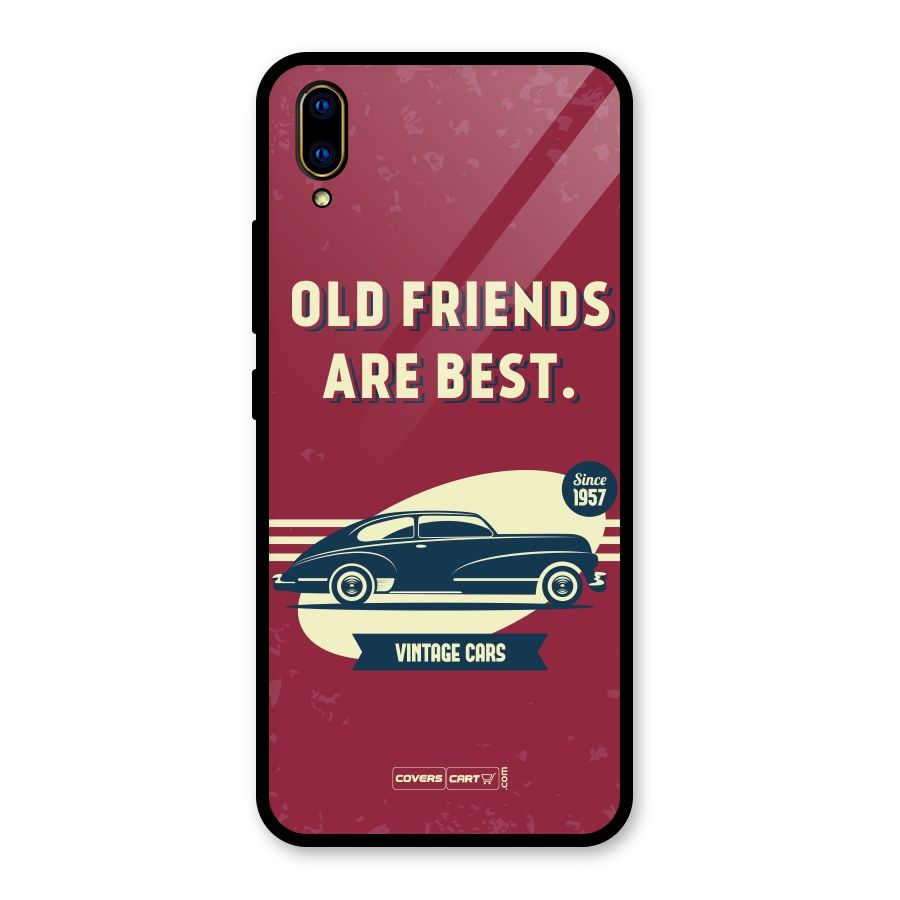 Old Friends Vintage Car Glass Back Case for Vivo V11 Pro